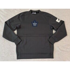 Adidas Toronto Maple Leafs Mens Medium Crew Neck Sweatshirt Logo Gray Zip Pocket